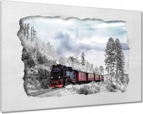 Vászonkép 60x40 Vonat és téli aura