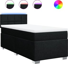 vidaXL fekete szövet rugós ágy matraccal 90x190 cm