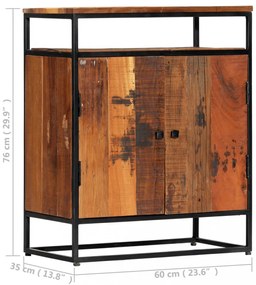 tömör újrahasznosított fa és acél kisszekrény 60 x 35 x 76 cm