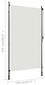 krémszínű kültéri roló 120 x 270 cm