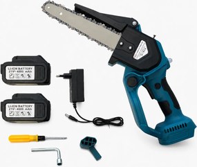 Akkus 8"-os kézi mini fűrész NAKIDA HT-6602-2 olajkenéssel + 2x akkumulátor + 2x lánc + koffer