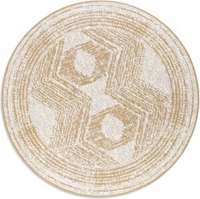 Kerek szőnyeg teraszra 200cm,kétoldalas,zsinóros sárga krémszínű lapos