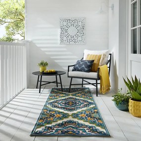 Kék kültéri szőnyeg 80x230 cm Beach Floral – Flair Rugs