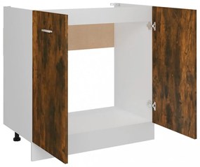 füstös tölgyszínű szerelt fa alsó mosogatószekrény 80x46x81,5cm