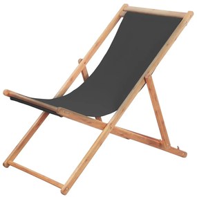 Szürke összecsukható szövetkárpitos, favázas strandszék