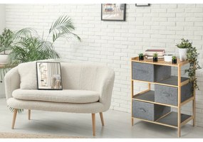 G21 Bambusz polc kosarakkal, 3 polc, szürke, 3 emelet