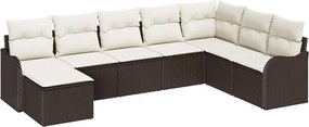 vidaXL Kerti Kanapé Szett párnával 8 pcs Barna Poli rattan