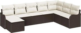 vidaXL Kerti Kanapé Szett párnával 8 pcs Barna Poli rattan