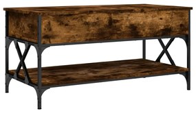 Füstös tölgy szerelt fa és fém dohányzóasztal 100 x 50 x 50 cm