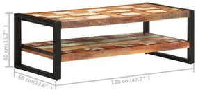 Tömör újrahasznosított fa dohányzóasztal 120 x 60 x 40 cm