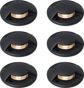 6 darabos modern fekete talajba süllyeszthető spotlámpa készlet GU10 50mm 2-fény effektus IP65 - Cellar