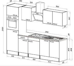 Yorki 270 konyhabútor fehér korpusszal, selyemfényű fehér fronttal