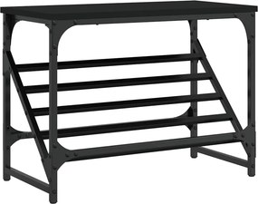 vidaXL fekete szerelt fa cipőtartó 60x30x45 cm