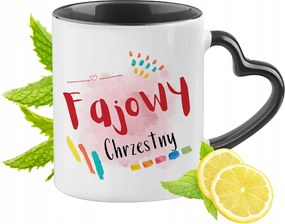 Keresztelő Bögre Fekete Szív Alakú Füllel Ajándék