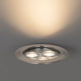 Modern talajszpotlámpa acél 3-lámpás IP65 - Tribus