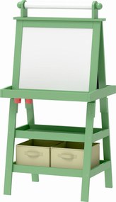 AIYPLAY Gyermek Grafikai Állvány 3 az 1-ben Mágneses Kétoldalas Gyermek Krétatábla Festő Állvány Papírtekercsel és Tárolókosarakkal 59x48x118 cm Zöld