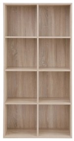 Könyvespolc, tárolópolc, 8 rekeszes, tölgy 65x30x129cm