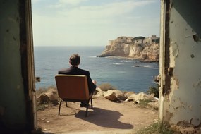 Poszter 45x30cm Magányos tengerparti konfrontáció