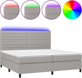 vidaXL világosszürke szövet rugós és LED-es ágy matraccal 200x200 cm