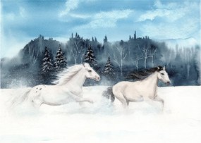 Festett lovak képe (üvegen) (70x50 cm)