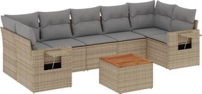 vidaXL 8 részes bézs polyrattan kerti ülőgarnitúra párnával