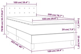 fekete műbőr rugós ágy matraccal és LED-del 100x200 cm