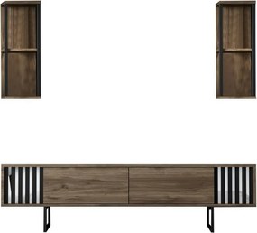 TV-állvány polcokkal Chrome Walnut and Black