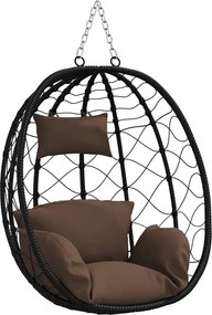 vidaXL Függő tojás szék Kávé 91,5 x 60 x 110 cm polirattan