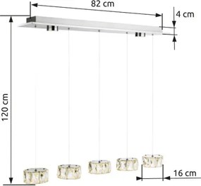 Globo 49350-52H Függeszték króm, üveg kristály, LxBxH:820x160x1200, tartozék: 1xLED 52W 230V, 3700lm, 4000K