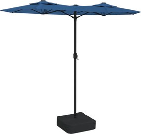 vidaXL azúrkék dupla tetős LED-es napernyő 316x145 cm