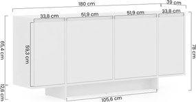 Zolia négyajtós komód 180 cm lábazattal - elegant dió