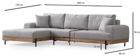 Sarokkanapé Etorella (B) (szürke + tölgy). 1106826