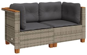 2 db szürke polyrattan kerti sarokkanapé párnával