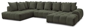 Zöld zsenília kinyitható-tárolóhelyes sarokkanapé (bal oldali-U alakú) Everest – Bobochic Paris