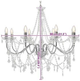 ezüstszínű csillár gyöngyökkel és 8 db E14 izzófoglalattal