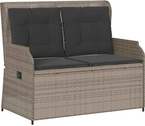 vidaXL világosszürke polyrattan dönthető kerti pad párnával