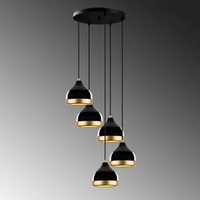 Zsinóros csillár YILDO 5xE27/40W/230V fekete/arany