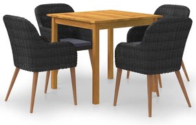 vidaXL 5 részes fekete kerti étkezőgarnitúra