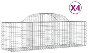 vidaXL 4 db íves horganyzott vas gabion kosár 200x50x60/80 cm