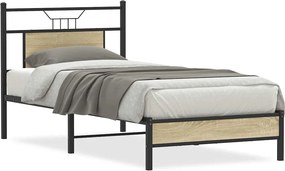 vidaXL sonoma tölgy színű szerelt fa ágykeret matrac nélkül 75x190 cm