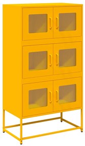 Highboard Mustársárga 68x39x123 cm Acél