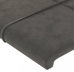 sötétszürke bársony LED-es fejtámla 160x5x118/128 cm