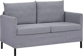 HOMCOM Kétfős Kanapé Műszálas Vászonnal, Kivehető Párnákkal, Karfákkal és Acél Lábaival 130x67x76,5 cm Szürke | Aosom