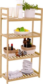 4 polcos polcállvány, természetes bambusz, FIORE TYP 2