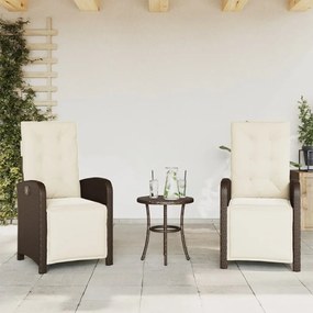 vidaXL 2 db barna polyrattan dönthető kerti szék lábtartóval