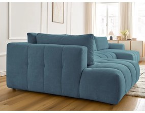 Kék kinyitható-tárolóhelyes sarokkanapé (bal oldali-U alakú) Fuji – Bobochic Paris