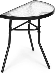 Kerti asztal, MultiGarden SC-090, fekete, 70 x 43 cm, magasság: 64 cm, félköríves, edzett üveglap, porszórt acél váz