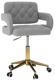 Irodai szék, Velvet szövet világosszürke/arany, NELIA