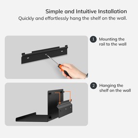 Fali polc JOANNE 400 mm, fekete