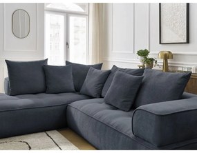 Sötétkék zsenília sarokkanapé (bal oldali-L alakú) Whesley – Bobochic Paris